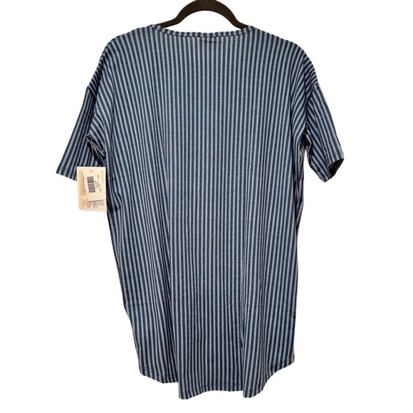 LulaRoe Irma Tunic Short Sleeve Blue White Vertical Zigzag Pattern XXS-XS 00-0 - Picture 4 of 13